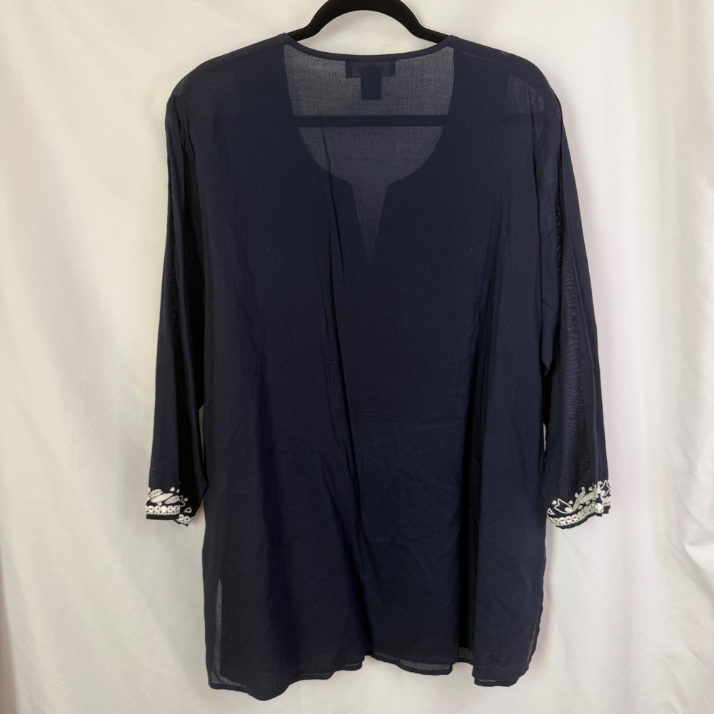 Karen Kane Embroidered‎ Tunic Top Navy Blue 2X NWT Luxury Boho Chic $158 - Picture 10 of 10
